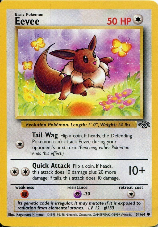 Eevee 51/62 - Jungle - Common WoTC Pokemon Card - Near Mint (NM) - Image 1 of 1