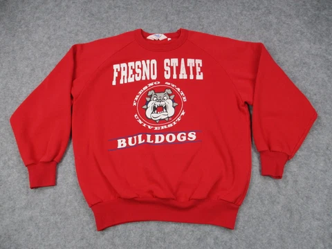 VINTAGE Fresno State Bulldogs Sweater Red Chalk Line NCAA Football Sweatshirt Cover