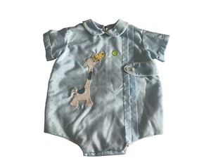 Vintage Baby Boys Jayne Copeland Romper Blue 3 months giraffe - Picture 1 of 3