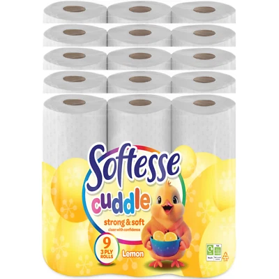 45x Toilet Rolls 3 Ply Quilted Lemon Soft Tissue Bulk Buy Bathroom - Image 1 of 4