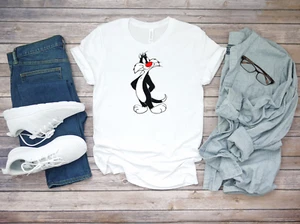 Sylvester Jr. Tweety Katze kurzarm weiß Herren Top Qualität T-Shirt K432c - Bild 1 von 2