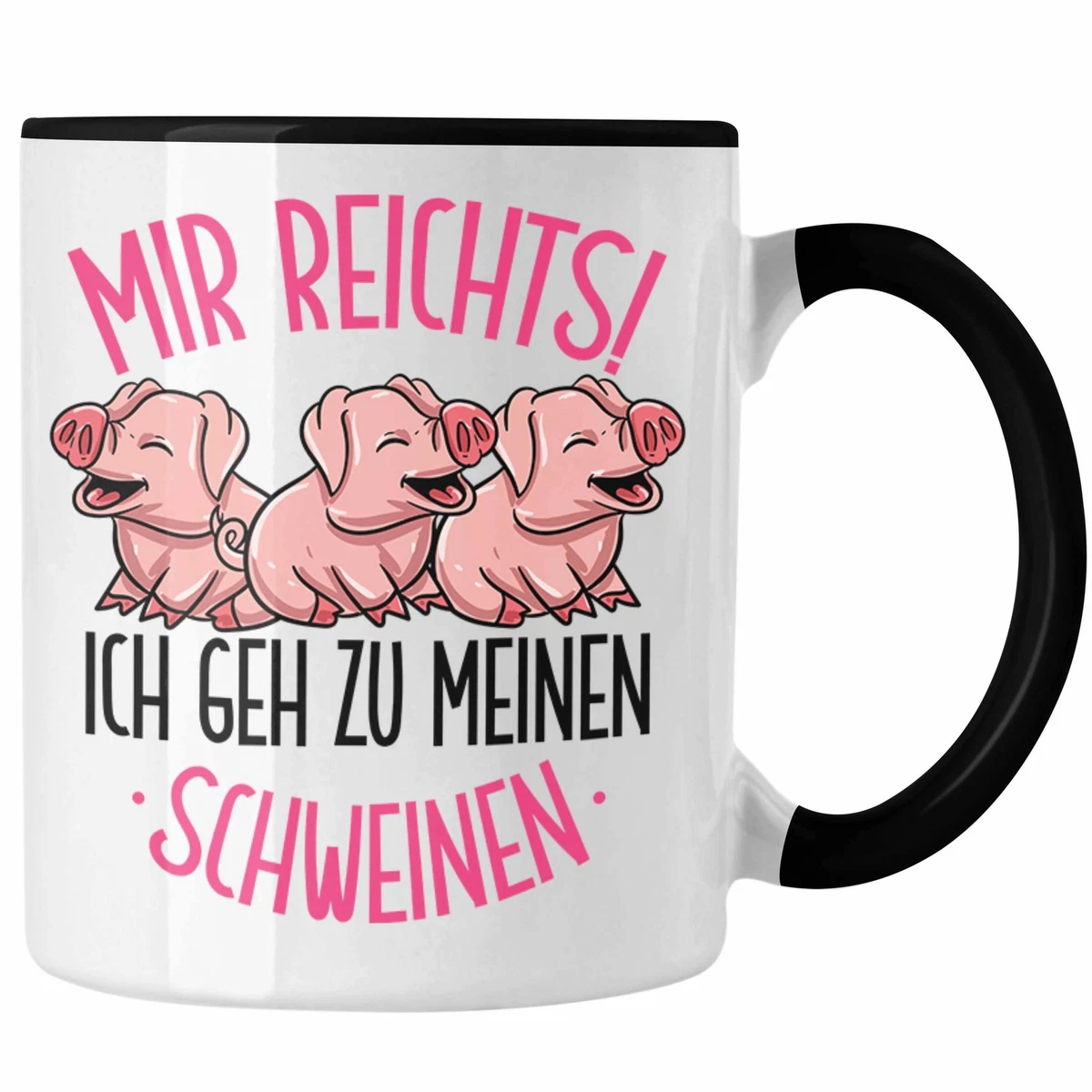 Samunshi® Spruch-Tasse „Ich Denke An Schweine“ – Keramik, 300 Ml, Schwarz/weiß | Witziger Kaffeebecher Mit Doppelseitigem Druck