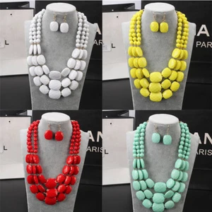Necklace Multilayer Choker Boho Women Jewelry Gift Chunky Statement Bib Beaded - Picture 1 of 22