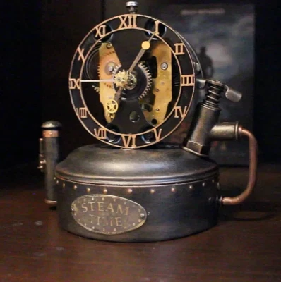Steampunk Watch USSR Desk Clock Mechanical Skeleton Alarm Handmade Cyberpunk - Image 1 of 4