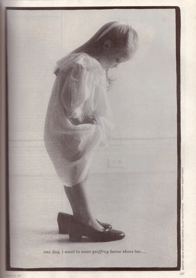 1982 Geoffrey Beene Shoes Robert Farber Vintage Black & White Print Ad 1980s - Image 1 of 1