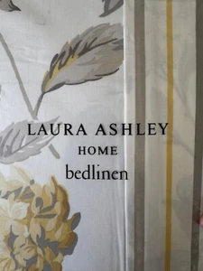 Laura Ashley Home Single Duvet Cover, yellow & grey stripes / hydrangea print - Picture 1 of 9