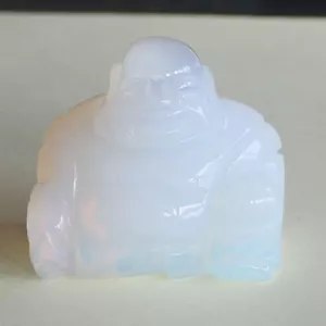 1.5'' Hand carved gemstone white opalite buddha figurine home decor - Picture 1 of 3