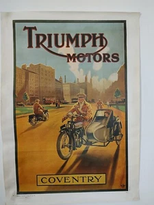 Vintage Triumph Motors Italian Reproduction Paper Poster - Picture 1 of 9