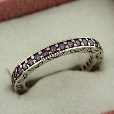 Authentic Pandora 190618CFP-52 Thin Eternity Fancy Purple Band Sz 6 Silver Ring