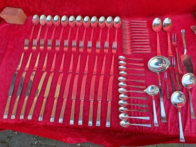 schönes, altes Besteck ,  WMF 2500 Bauhaus 90 ,  12 Personen , 71 Teile  , 4,5kg - Bild 1 von 4