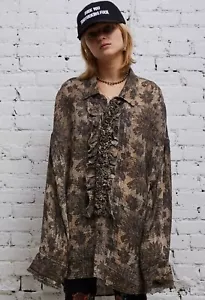 750 $ brandneu R13 übergroßes Smokinghemd mit tiefem Ausschnitt Small - Bild 1 von 6