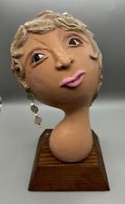 Vintage Female Head Bust Art Sculpture Display Paper Mache OOAK Unique
