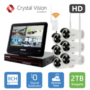 Crystal Vision CVT9608E-3010W 8CH HD Sistema de Vigilancia Inalámbrico NVR CCTV 2TB - Imagen 1 de 7