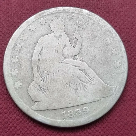1839 Seated Liberty Half Dollar 50c Circulated #43664 Cover