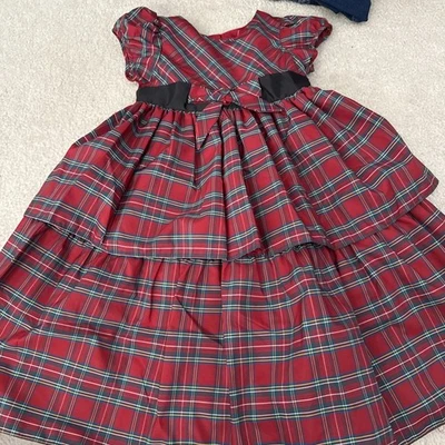 Vestido Cherokee Deluxe Niña Rojo/Verde Manga Casquillo Vacaciones Navidad Talla 5T Foto 1 de 4