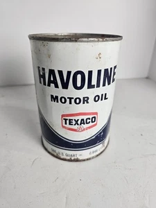 Volle VINTAGE TEXACO HAVOLINE (1 QUART) MOTORÖL BLECHDOSE - VOLL 20-20 W - Bild 1 von 7