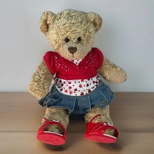 BAB BUILD-A-BEAR Herzen Strass Jeans Rock rot Sandalen Stofftier Puppe - Bild 1 von 13
