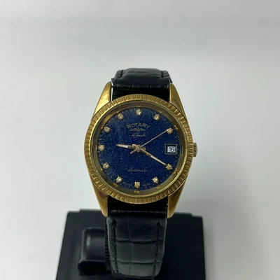 Reloj automático vintage giratorio hecho en Suiza esfera azul para hombre -6105062- años 70 Foto 1 de 4
