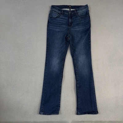 Pantalones de mezclilla Express para mujer 12 azules tiro alto rectos elásticos mezcla de algodón Foto 1 de 4