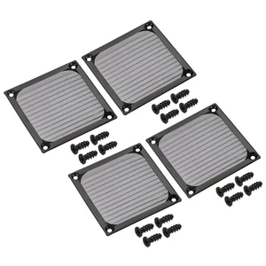 4Pcs 84mm Fan Filter Grills w Screw Aluminum Frame Stainless Steel Mesh Black - Afbeelding 1 van 6