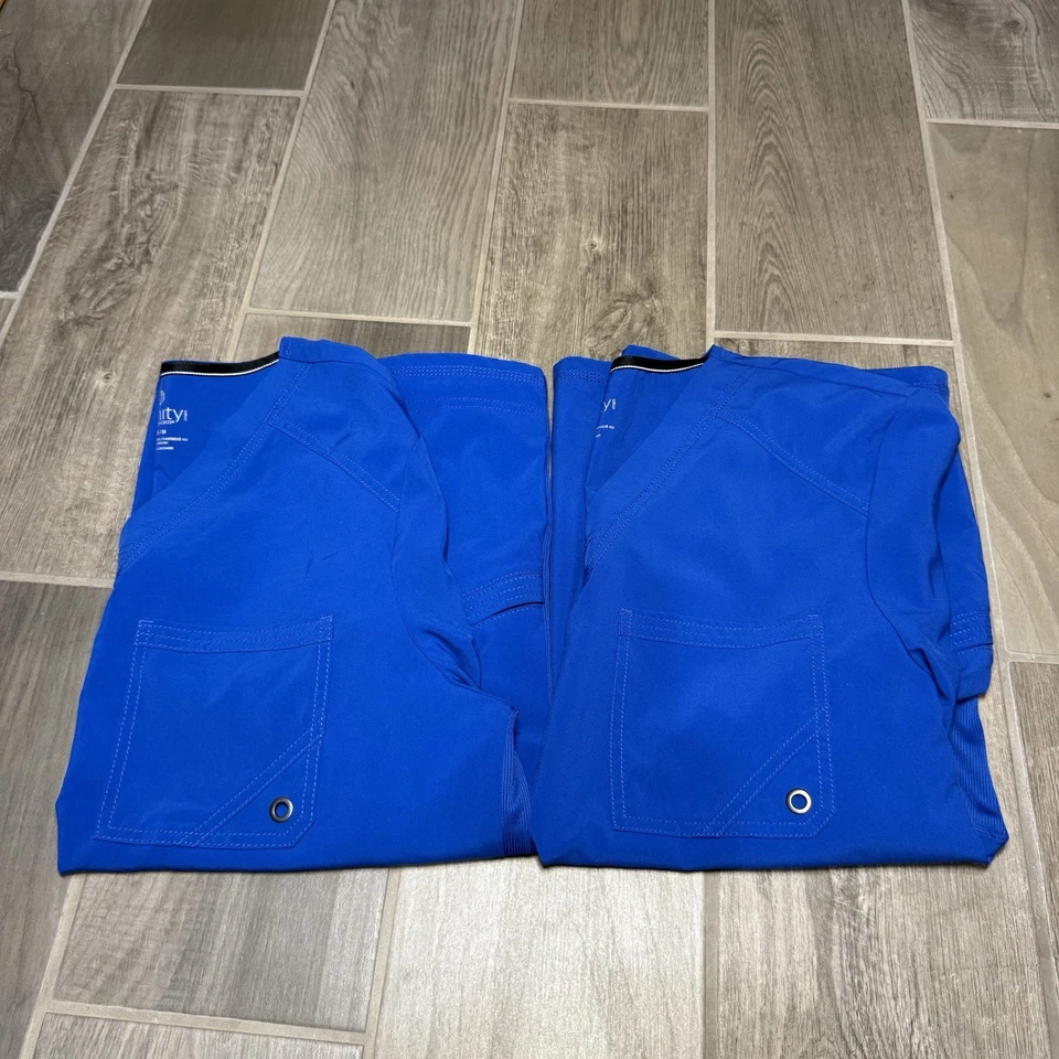 Lot of 2 Cherokee Infinity Men’s Scrub Tops Blue Size M Stretch V-Neck RN93643 - Image 1 of 4