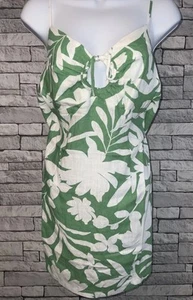 Topshop printed linen strappy mini dress in green size uk 10 - Picture 1 of 9