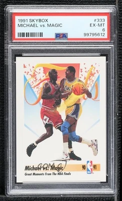 1991-92 Skybox Michael Jordan vs Magic Johnson #333 PSA 6 HOF - Image 1 of 3
