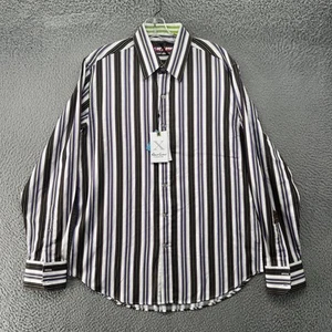 Robert Graham Shirt Mens Medium White Striped Tailored Fit Button Up Flip Cuff - Picture 1 of 12