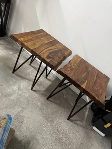 Nick Scali Timber Slab Side Table (Set Of 2) - Picture 1 of 9