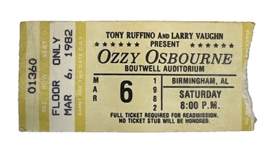 Ozzy Osbourne Diary of a Madman билет на концерт заглушка Бирмингем, AL Рэнди Роадс - Изображение 1 из 2