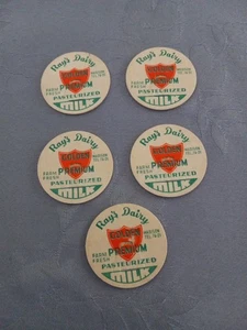 5 Tapas de Botella de Leche De Colección Ray's Dairy Farm Dorado Premium Escudo Verde LOGO - Imagen 1 de 2