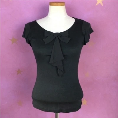 Blusa ajustada gris manga volantes con tapa frontal con lazo The Limited elegante XS Foto 1 de 4