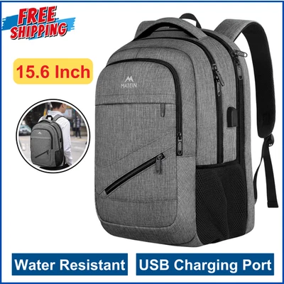 Mochila para portátil MATEIN 15,6 pulgadas con compartimento para portátil TSA, puerto de carga USB Foto 1 de 4