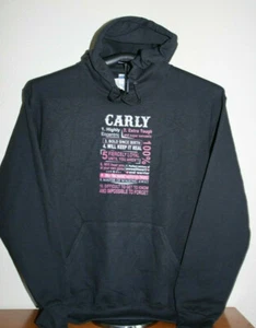 CARLY (followed by a attributes for the name)  Hoodie Sweatshirt,Medium in Black - Picture 1 of 5