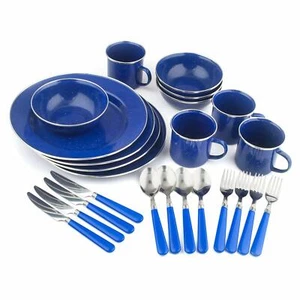 24-Piece Enamel Camping Tableware Set - Picture 1 of 6