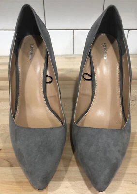 Express Gris Gris Gamuza Cuña Tacones Zapatos Talla 10 Foto 1 de 4