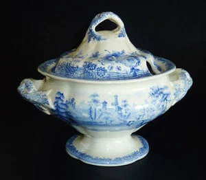 ANTIQUE GEORGIAN TRANSFERWARE ENGLISH CASSEROLE SWISS SCENERY Joseph STUBBS? - Picture 1 of 11