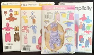Lotto 4 modelli da cucire Simplicity 2291 5316 2523 Butterick B5585 bambino neonato - Foto 1 di 9