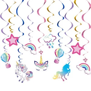 WERNNSAI Unicorn Hanging Swirls - 21PCS Rainbow Unicorn Birthday Decorations ... - Picture 1 of 7