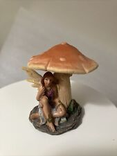 Flower Fairy Sheltering Under Mushroom Fairy Figurine Ornament Puckator 2” High
