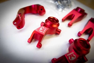 Ruby Red Aluminum Knuckle Set for Arrma Senton, Granite & More - Image 1 of 4