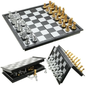 Portable Magnetic Folding Chess Board Chessboard Box Set Travel Kid Game Gift - Picture 1 of 8
