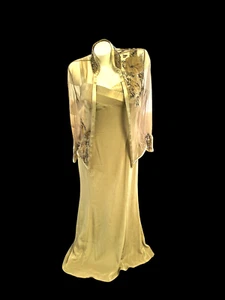 Jovani Mother of the bride Dress With Matching Beaded Jacket - Taupe - Picture 1 of 21