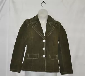 Linea by Louis Dell'Olio Suede Blazer w/ Stitch Detail Size S Moss - Picture 1 of 2