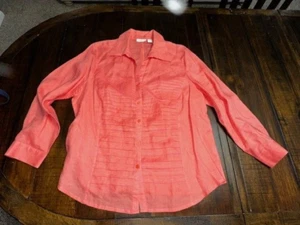 Tweeds Gr. 1X 100 % Leinen Koralle/Pfirsich Knopfleiste Bluse Shirt Top EUC - Bild 1 von 5