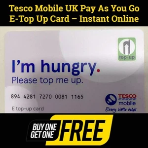 Tesco Mobile UK Pay As You Go E-Top Up Card – Buy 1 Get 1 FREE - Instant Top-Up - Picture 1 of 12