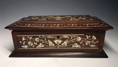 Rare & Beautiful Antique 19th Century Inlaid Floral Ceylon Wooden Box - Image 1 of 4
