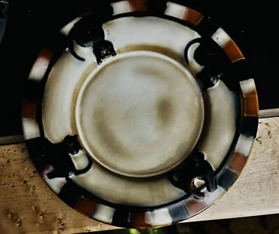 Yankee Candle Jar Cat Plate. 4 Black Cats , Orange White Black Decor - Image 1 of 4