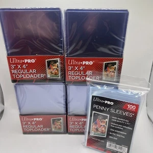 Ultra Pro 3X4 35pt Toploaders 4 Packs of 25 for Standard Cards and 100 sleeves - Picture 1 of 3