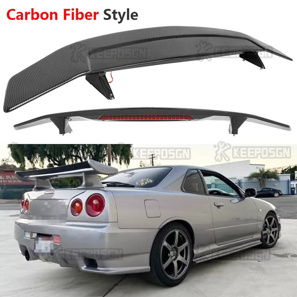 ABS 52" Rear Trunk Spoiler Wing Lip w/Brake Lights For Nissan 180sx 200sx 240sx - Image 1 of 4